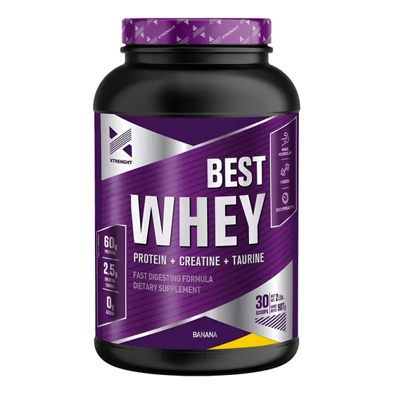 Best Whey Protein 2 Lb Xtrenght Proteina Potenciada Con Creatina Taurina Enzimas Digestivas