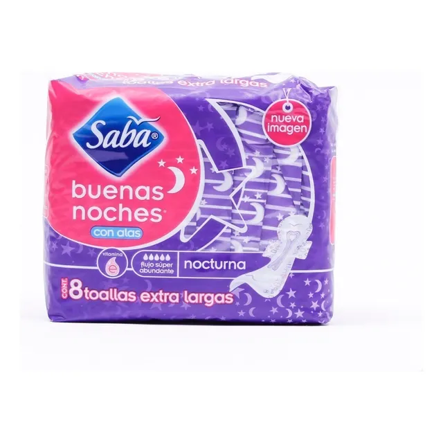 Toallas Femeninas Saba Buenas Noches 8 Pzas
