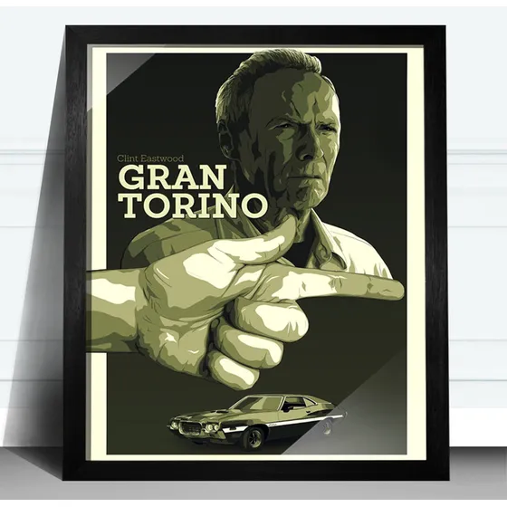 Cuadros El Gran Torino Clint Eastwood 2 Modelos 30x40 Cm Negro