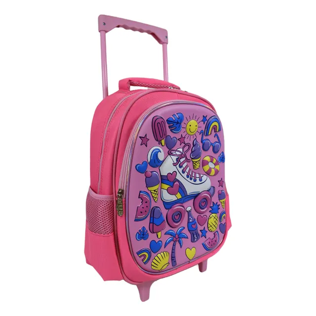 Mochila Infantil Carrito C/ Ruedas Escolar Con Porta Botella