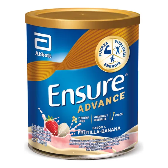 Ensure Advance Lata en polvo sabor Banana/Frutilla x400grs