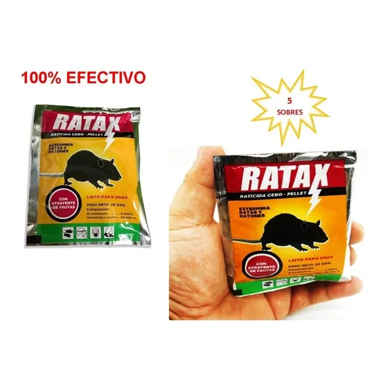 Veneno Ratax  Raticida Para Roedores Ratas Ratones 5 Sobres 