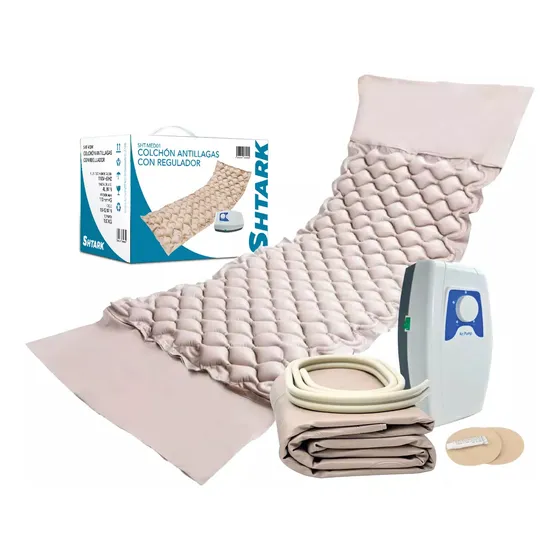 Colchón De Aire Antillagas Con Regulador De Presión Alterna Color Beige Shtark Shtmed01 110v
