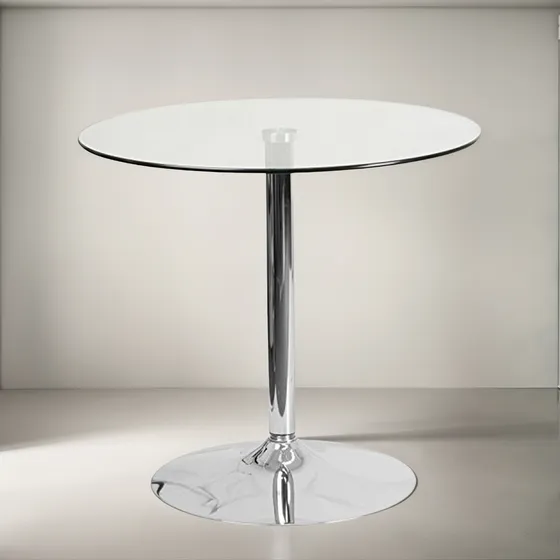 Mesa De Comedor Redonda De Vidrio De 31 5'' Con Base De Crom