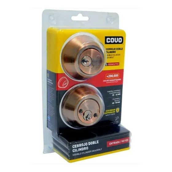 Cerrojo Doble Cilindro 45mm Bronce Covo