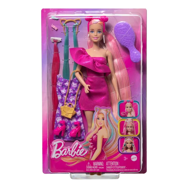 Barbie Elegante Muñeca Cabello Rubio Extralarga Accesorios