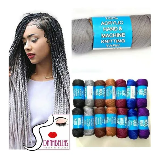 Hilo Gris Lana Kanekalón P/ Trenzas Africanas Y Rastas 