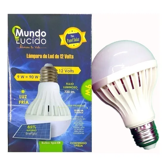 Foco Led A 12 Volts 9w 90w Incandescentes Socket Normal Sl9 Luz Luz Fria (blanca)