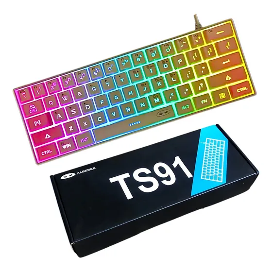 Teclado Gamer Sensação Mecânico Magegee Ts91 Rgb Branco Idioma Inglês Us