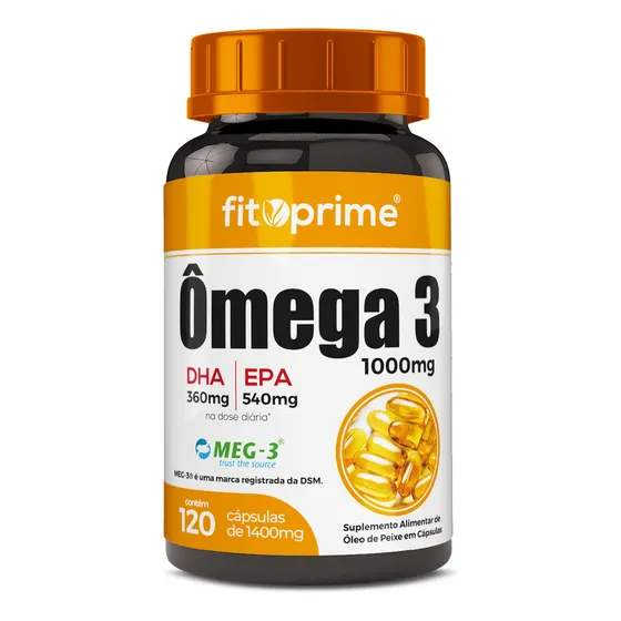 Ômega 3 Livre de Metais Pesados 1000mg Com Selo Meg 3® Com 120 Cápsulas Rico em EPA DHA Sabor Natural