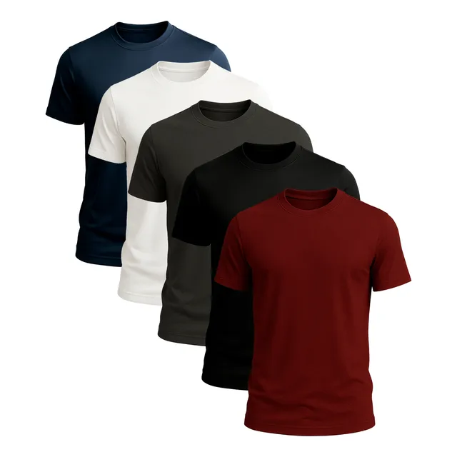 Kit 5 Camisetas Básica Masculina Dry Fit Esporte Treino Lisa