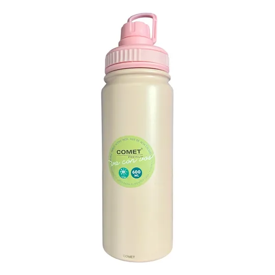 Botella Comet Acero Inox. Doble Pared 600 Ml - Rosado