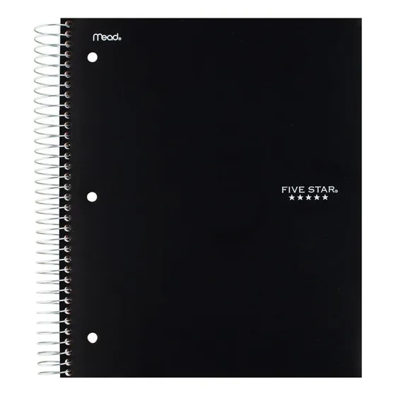 Cuaderno Colegial Five Star 200 Hojas 5 Materias Rayado Color Negro