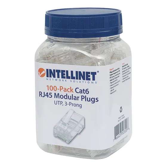 Plug Rj45 Cat 6 Utp Intellinet Solido Con 100 Pzas