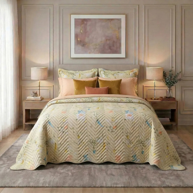 Kit Cobre Leito King 3 Pçs Colcha Dupla Face 150 Fios Veneza