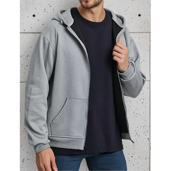Sudadera Hombre Con Capucha De Calidad Con Cierre Hoodie