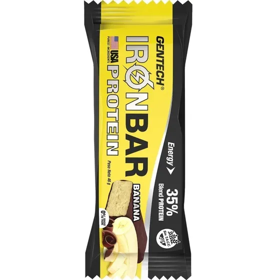 Suplemento Gentech Iron Bar sabor banana de 46g 20 Unidades