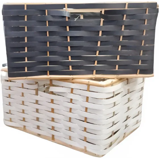 Canasto Cajon Organizador Mimbre Zuncho 40x25x20 X3 U