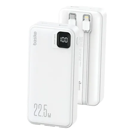 Power Bank 20000mah Portátil Carga Rápida Leve Seus Cabos Embutidos Usb-c E O Display Prático Carregamento Rápido 22.5w Cor Branco Branco-a