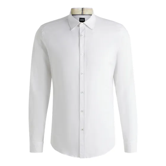 Camisa Para Hombre Boss Corte Slim Fit En Lino Elástico