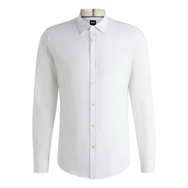 Camisa Para Hombre Boss Corte Slim Fit En Lino Elástico