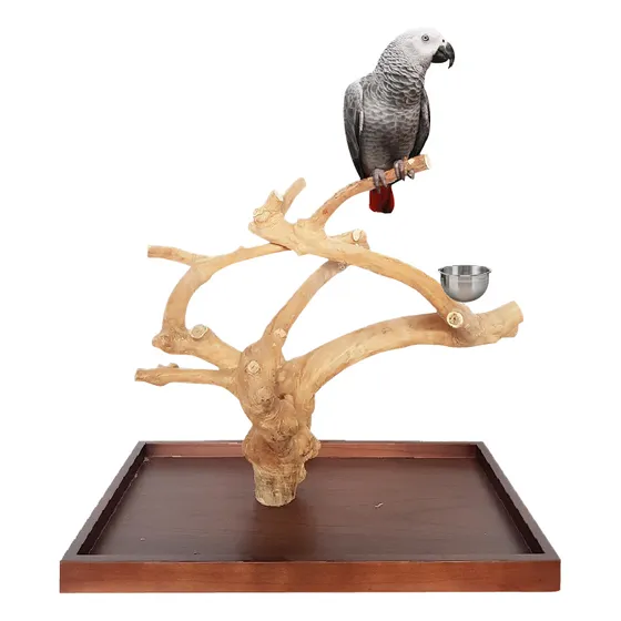 Percha Arbol De Madera De Java Mediana Con Base Para Loros
