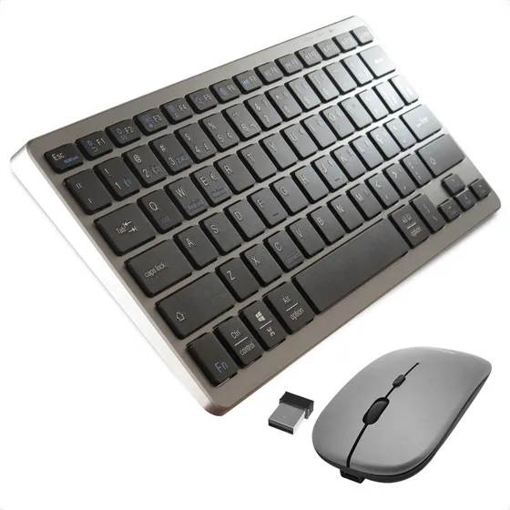 Kit Teclado E Mouse Sem Fio Bluetooth Recarregável Abnt Br