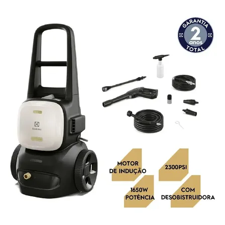 Lavadora motor de indução de Alta Pressão Electrolux Lava Jato Lava Car 2300PSI e Potencia 1650W com DESOBISTRUTORA e Aplicador de Detergente UPR2300