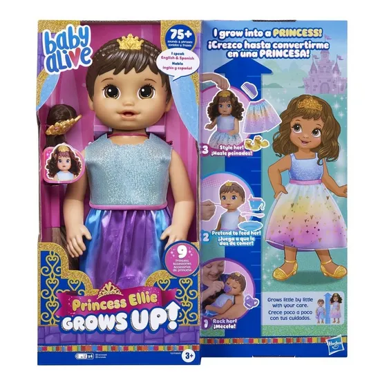 Muñeca Baby Alive Grows Up Princesa Ellie Castaña