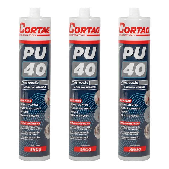 Kit 3 Selante Cola Pu40 Flex Silicone Vedação 360g Fixa Tudo