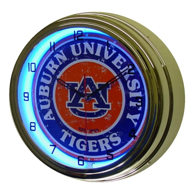 Auburn University Tigers Logo Sign Reloj Pared Luz Neon Azul
