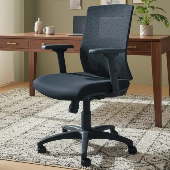 Silla De Oficina Bonno Radius Negra Negro Tela\u002Fmalla | Cuotas sin interés