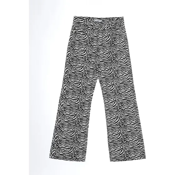 Pantalón Jean Estampado Cebra Infoestilos Mujer Wide Leg