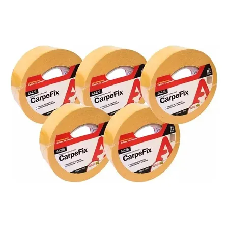 Kit C/ 5 Fita Dupla Face Carpefix Fixa Carpete Tecido Adere Branco