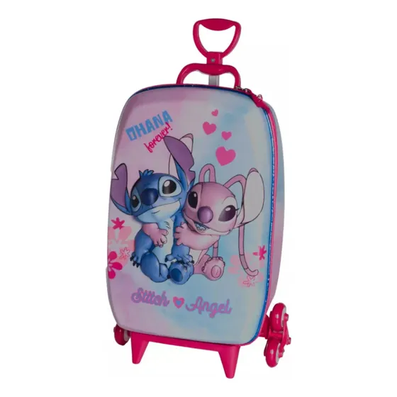 Mochila Rodinha Tripla 3d Disney Stitch E Angel Diplomata