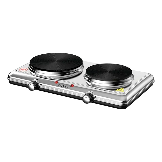 Anafe Cocina Eléctrico De Acero Inoxidable 2 Discos Rotel Color Plateado
