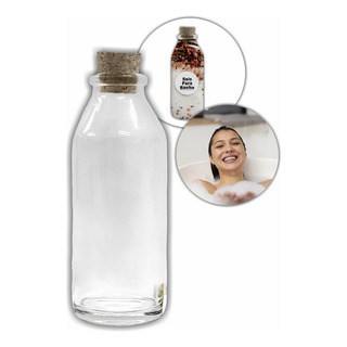 05 Frasco Vidro Cilíndrico 120ml Com Rolha - Sais De Banho 05 Frasco Vidro Cilíndrico 120ml Com Rolha - Sais De Banho