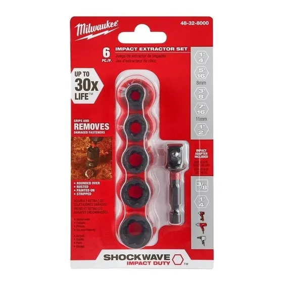 Adaptador Extractor De Pernos Shockwave Milwaukee 1/4 A 1/2