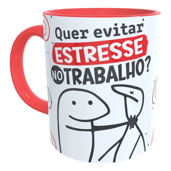 Caneca Colorida Evitar Estresse No Trabalho Flork + Caixinha