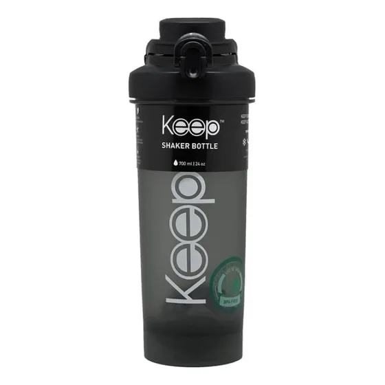 Botella Sport Shaker 700ml Keep Outdoor Gym Con Revolvedor Color Negro