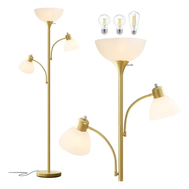 Lámpara De Pie Antorcha De Alto Brillo Con 2 Luces Luvkczc