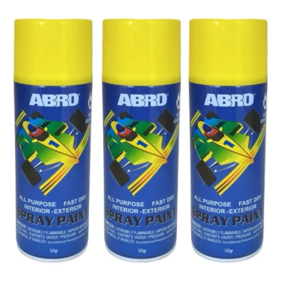 Pintura Aerosol Secado Rapido Amarillo 400ml X3 Abro