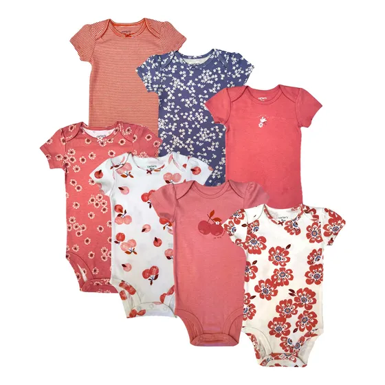 Carters Pañaleros Niña Manga Corta 7 Piezas Conjunto Set Coral7 9m