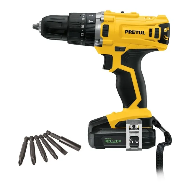 Taladro Rotomartillo Inalámbrico, Pretul ROTI-20P2, Frecuencia 60Hz, Color Amarillo