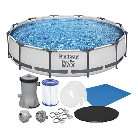 Piscina Estrutural 6473l Com Filtro 220v Com Capa E Lona Cor Cinza Bestway
