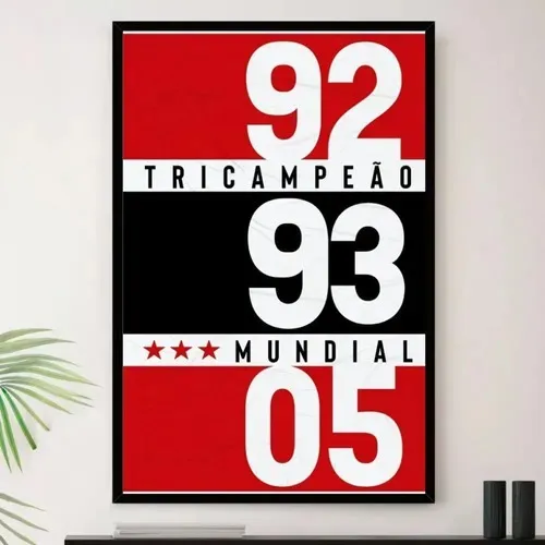 Quadro Futebol São Paulo Tri Mundial A3 35x45cm