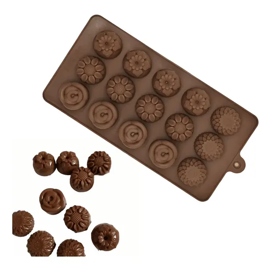 Forma Molde De Silicone Bombom Flores Chocolate Trufa Doces