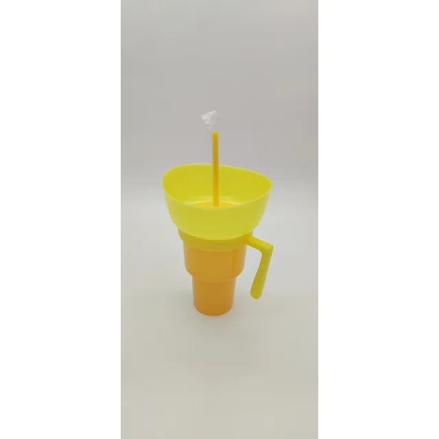 Tazón Vaso 2 En 1, Vaso Bebida Con Plato , Botanero Pop Corn