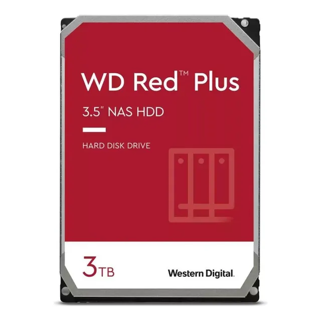 Hdd 3.5 Sata 3tb Western Digital Red Plus 7200rpm 256mb Color Rojo