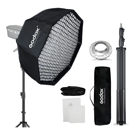 Softbox Colmeia Octagonal Bowens Godox 120cm E Tripé 2,6m